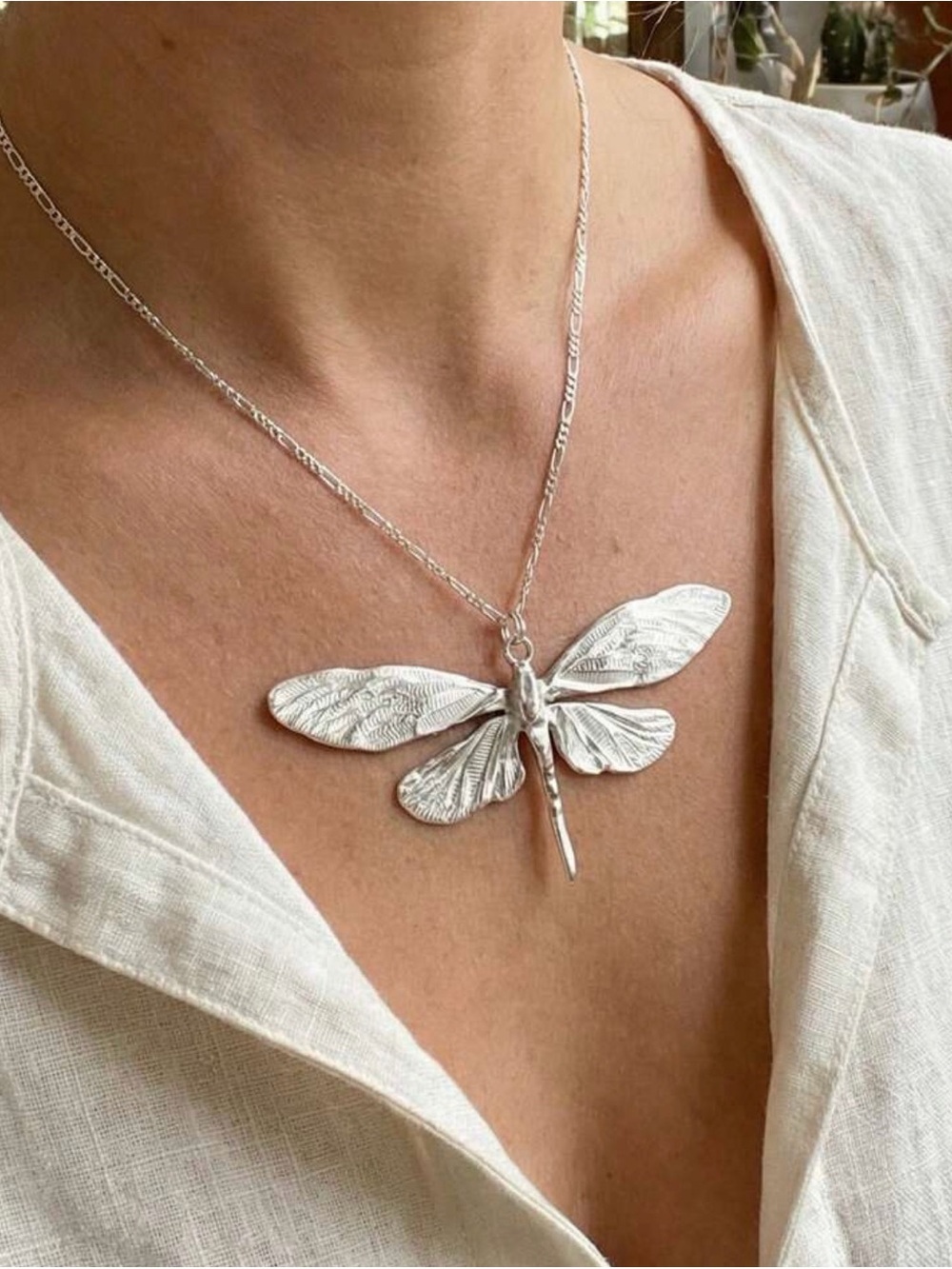 Silver Dragonfly Pendant Necklace A2028